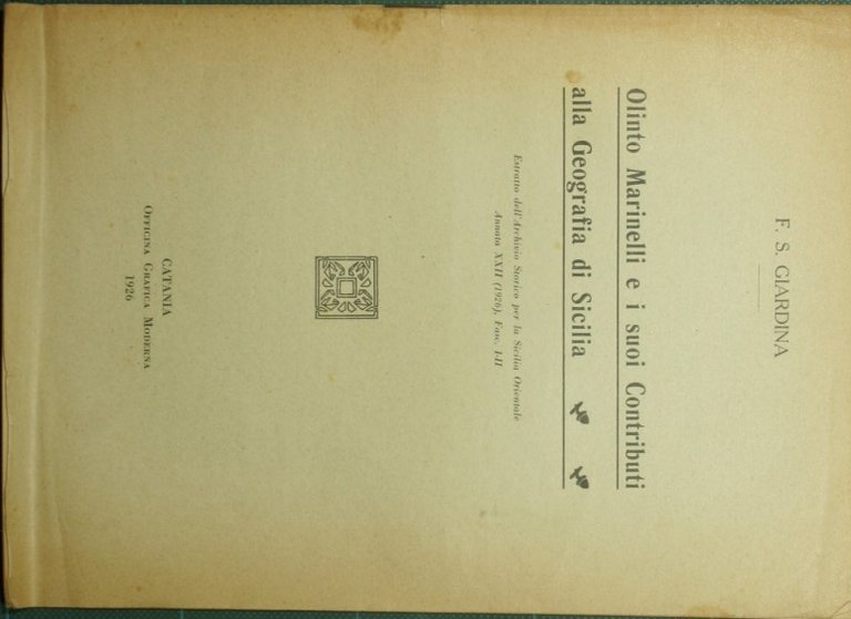 Olinto Marinelli e i suoi contributi alla geografia di Sicilia