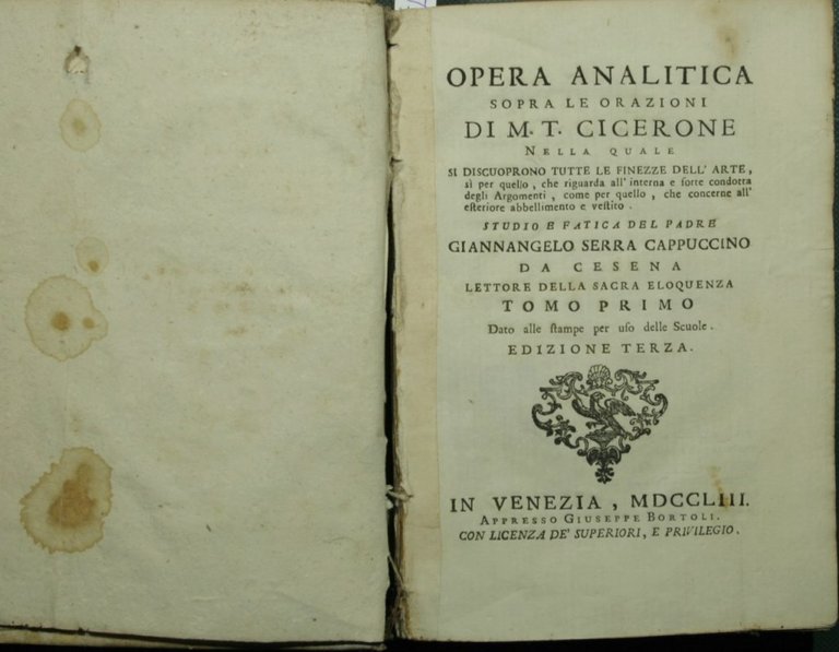 Opera analitica sopra le orazioni di M.T. Cicerone. Vol. l