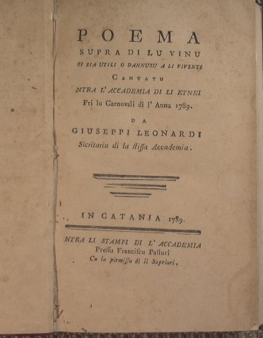Poema supra di lu vinu si sia utili o dannusu …