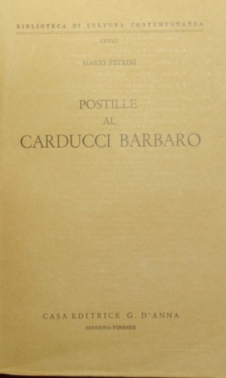 Postille al Carducci barbaro