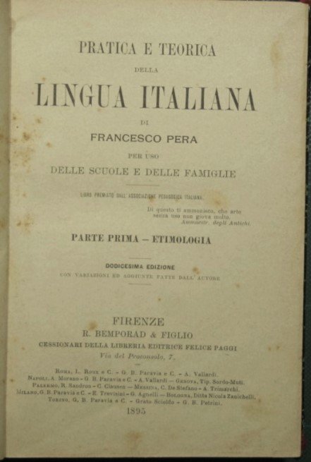 Pratica e teorica della lingua italiana