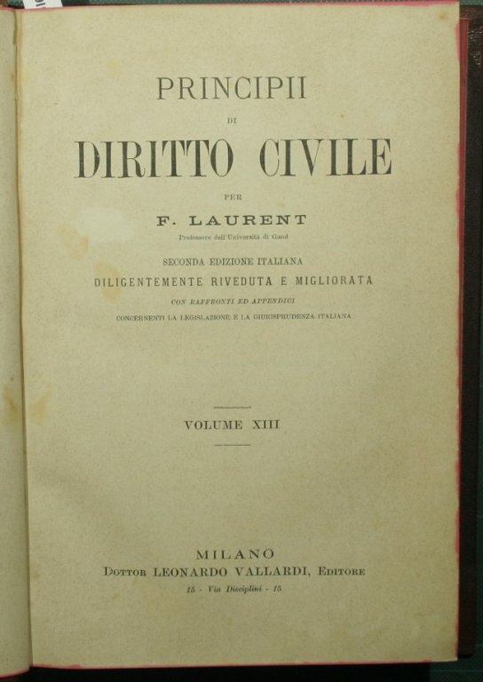 Principii di diritto civile. Vol. XIII