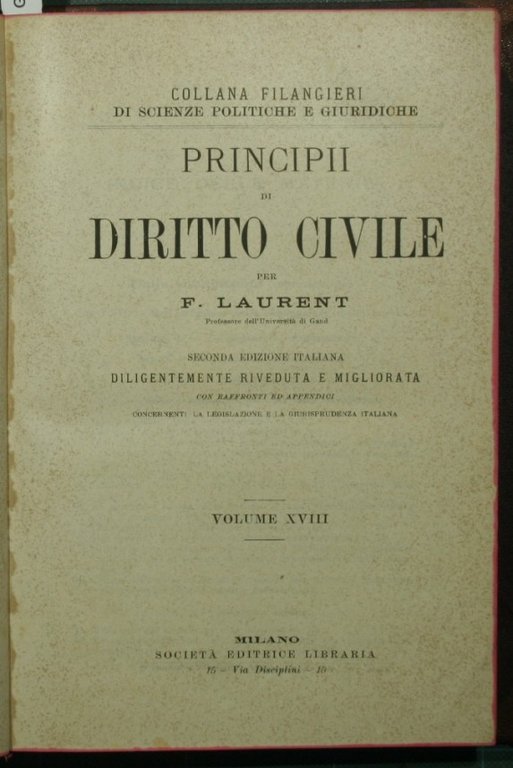 Principii di diritto civile. Vol. XVIII