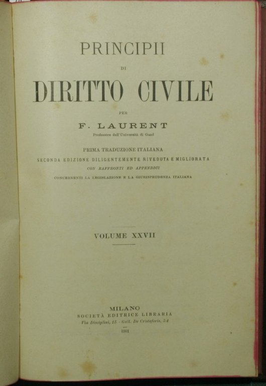 Principii di diritto civile. Vol. XXVII