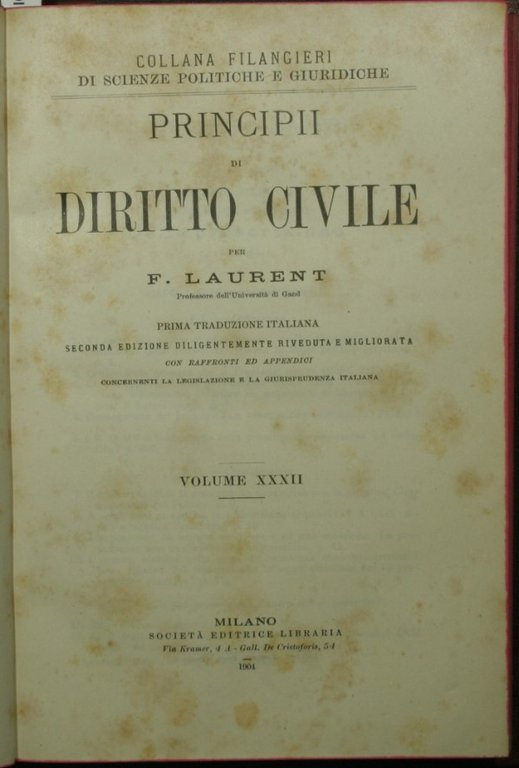 Principii di diritto civile. Vol. XXXII