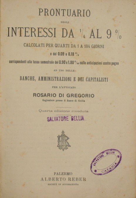 Prontuario degli interessi da 1/4 al 9%