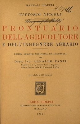 Prontuario dell' agricoltore e dell' ingegnere agrario