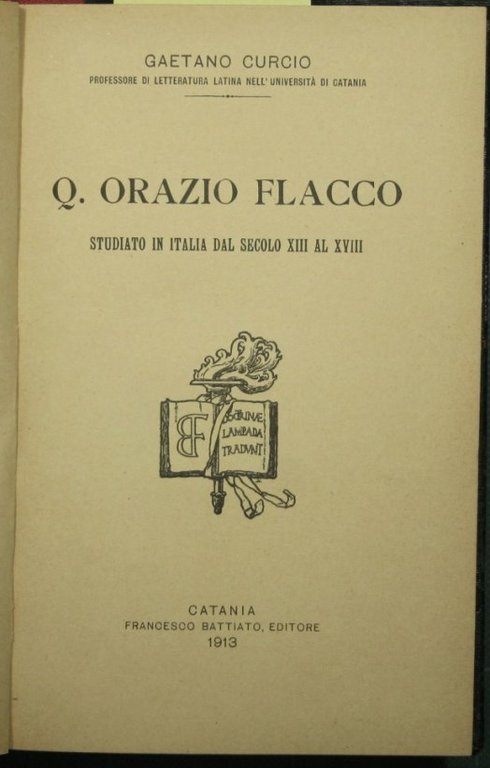 Q. Orazio Flacco studiato in Italia dal secolo XIII al …