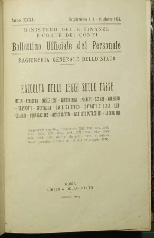 Raccolta delle leggi sulle tasse