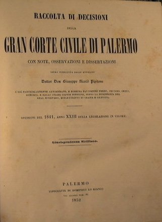 Raccolta di decisioni della gran corte civile di Palermo