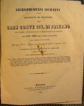 Raccolta di decisioni della gran corte civile di Palermo