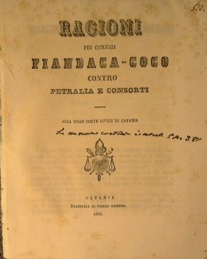 Ragioni pei conjugi Fiandaca - Coco contro Petralia e consorti