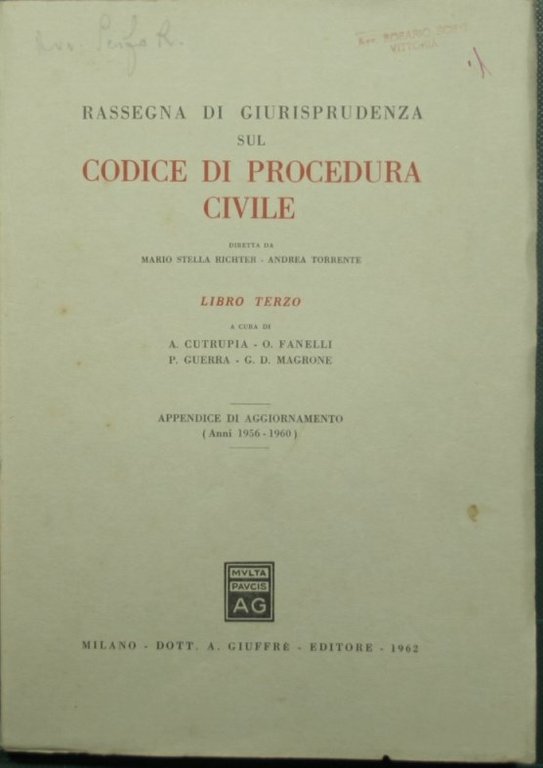 Rassegna di giurisprudenza sul Codice di Procedura Civile - Libro …