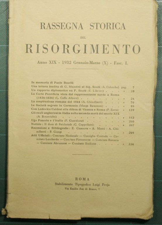 Rassegna storica del Risorgimento - Anno XIX - Gennaio-Marzo 1932