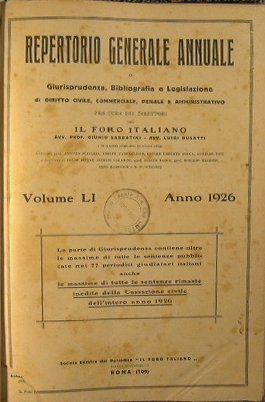 Repertorio generale annuale di giurisprudenza, bibliografia e legislazione di diritto …