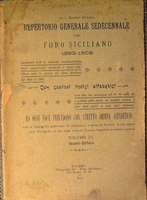 Repertorio generale sedecennale del foro siciliano (Vol III)