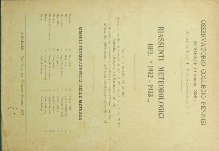 Riassunti meteorologici del 1932-1933