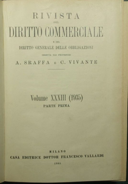 Rivista del diritto commerciale e del diritto generale delle obbligazioni. …