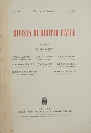 Rivista di Diritto Civile. Anno IV - 1958. N. 1 …