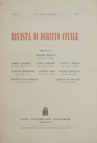 Rivista di Diritto Civile. Anno VI - 1960. N. 1 …