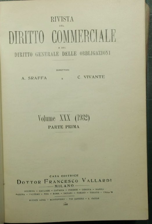 Rivista di diritto commerciale. Vol. XXX