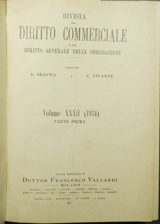 Rivista di diritto commerciale. Vol. XXXII