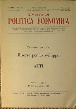 Rivista di Politica Economica.Anno LXXVI Serie III Gennaio-Febbraio 1986 Fascicolo … | Immagine Gallery 2