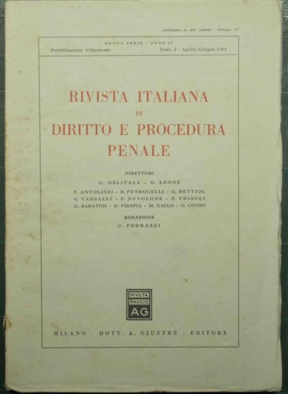 Rivista italiana di diritto e procedura penale - Nuova serie, …