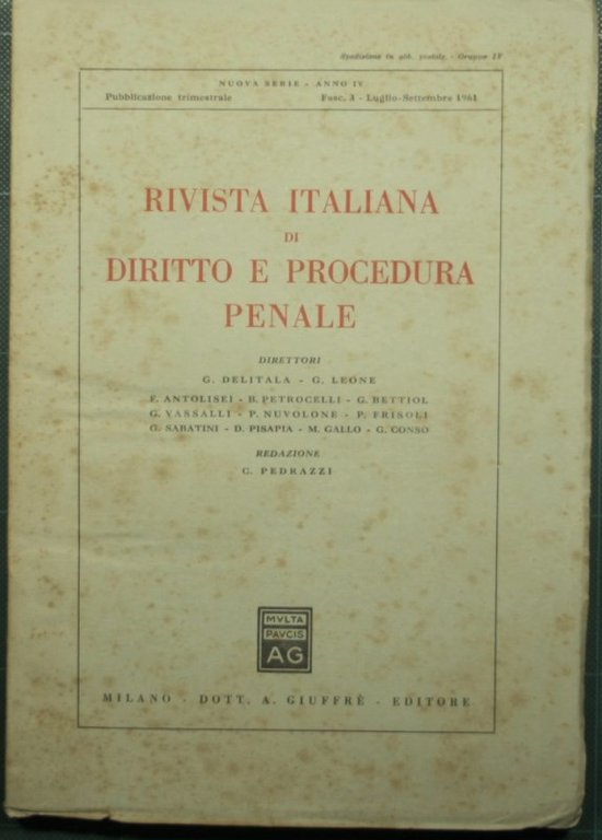 Rivista italiana di diritto e procedura penale - Nuova serie, …