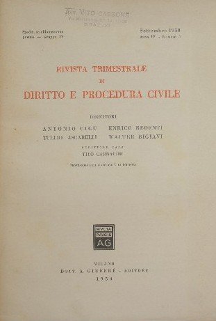 Rivista Trimestrale di Diritto e Procedura Civile