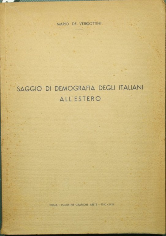Saggio di demografia degli italiani all'estero
