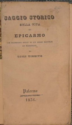 Saggio storico sulla vita di Epicarmio