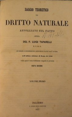Saggio teoretico di Dritto Naturale appoggiato sul fatto