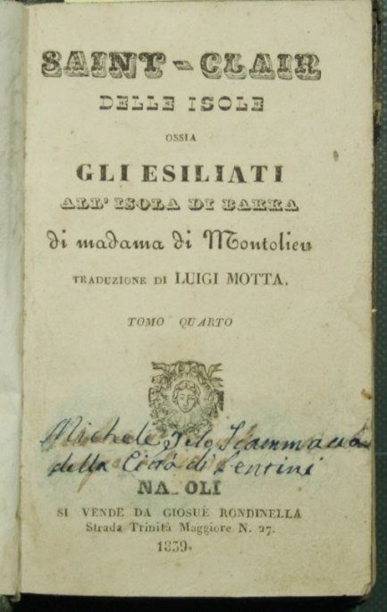 Saint-Clair delle isole ossia Gli esiliati all'isola di Barra - …