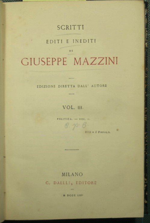 Scritti editi ed inediti di Giuseppe Mazzini - Vol. III …