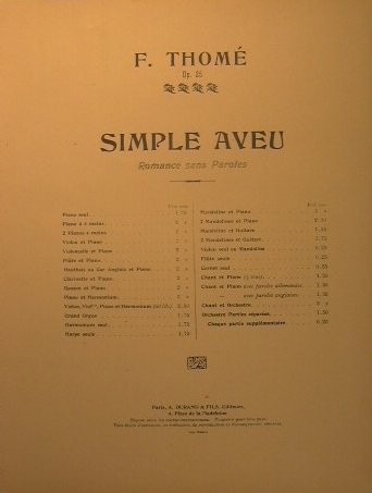 Simple Aveu ( romance sans paroles ) ( moderato )