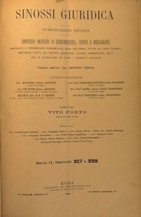 Sinossi Giuridica.Compendio ordinato di Giurisprudenza,Scienza e Bibliografia. Serie I I …