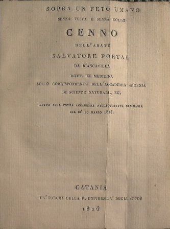 Sopra un feto umano senza testa e senza collo cenno …