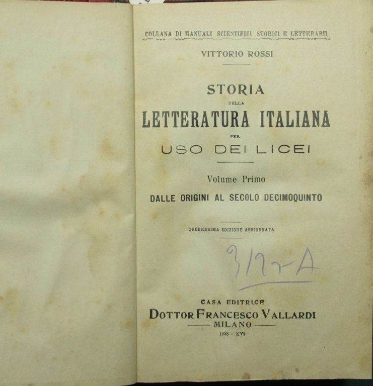 Storia della letteratura italiana per uso dei licei