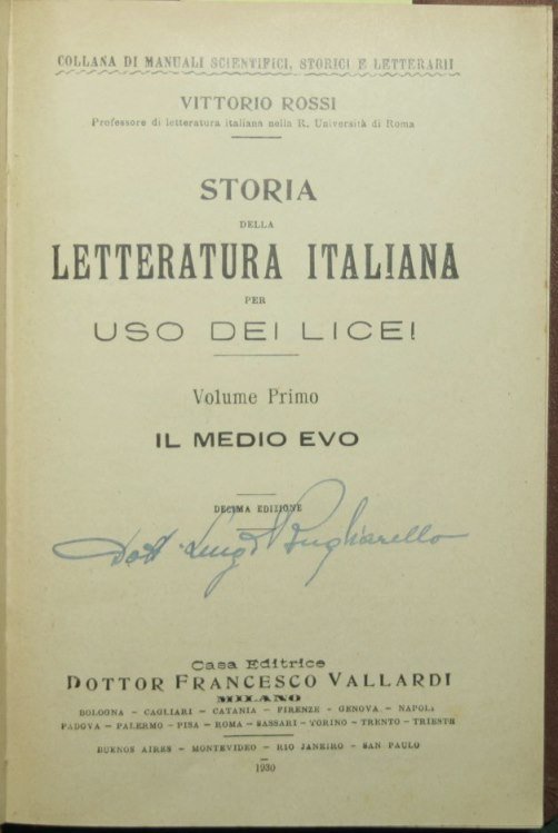 Storia della letteratura italiana per uso dei Licei