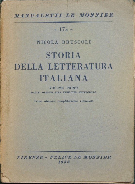 Storia della letteratura italiana. Vol. I