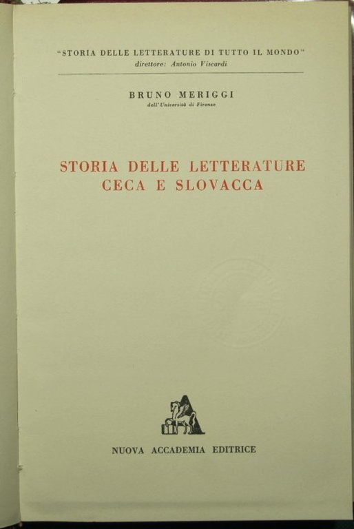 Storia delle letterature ceca e slovacca