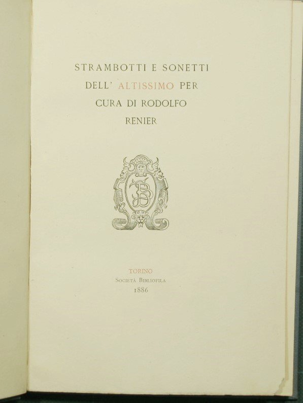 Strambotti e sonetti dell'Altissimo