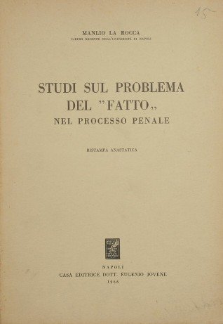 Studi sul problema del fatto nel processo penale