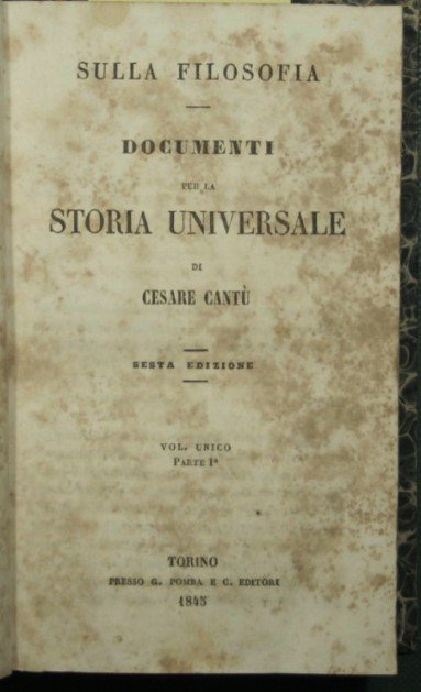 Sulla filosofia - Documenti per la Storia universale