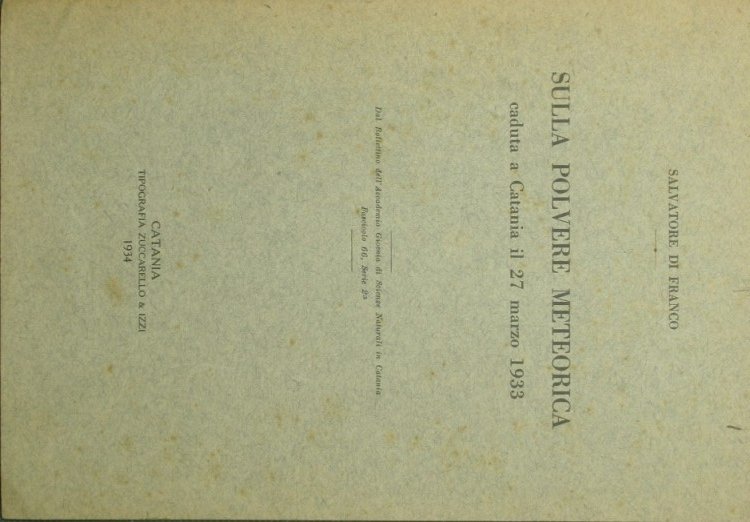 Sulla polvere meteorica caduta a Catania il 27 marzo 1933