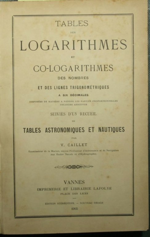 Tables des logarithmes et co-logarithmes des nombres et des lignes …