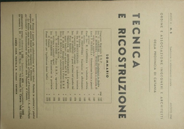 Tecnica e ricostruzione. Agosto 1948
