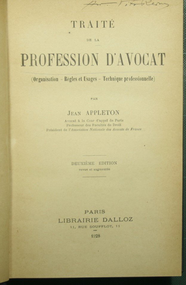 Traitè de la profession d'avocat