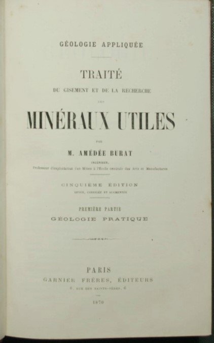 Traite du gisement et de la recherche des mineraux utiles